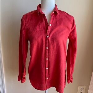 J. Jill Love Linen Essential Shirt Button Down Collared Shirt Pink